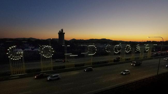 Motorists travelling on the M1 can’t read the lights. Picture: AAP Image/Dave Hunt