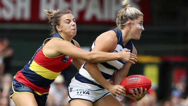 Geelong will play Adelaide in a preliminary final despite having the worst percentage in AFLW. Picture: Sarah Reed