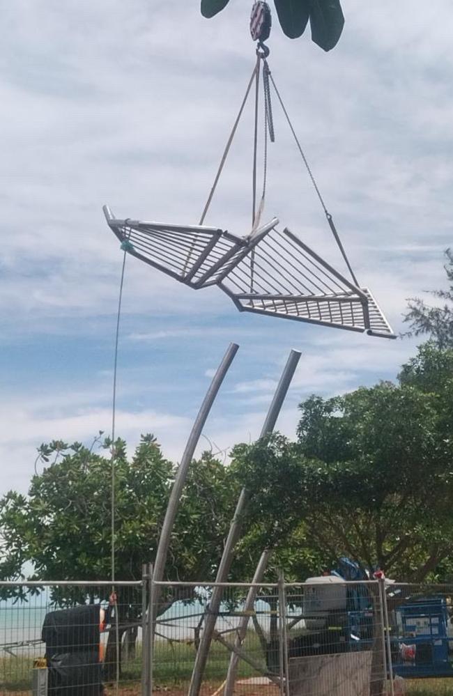 Cranes were used to build part of the shade structure.