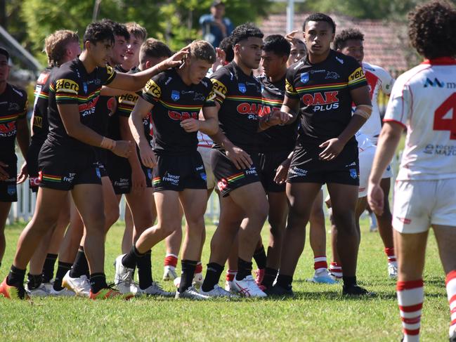 Penrith celebrates a Jaxen Edgar try in the Harold Matthews Cup. Picture: Sean Teuma/NewsLocal