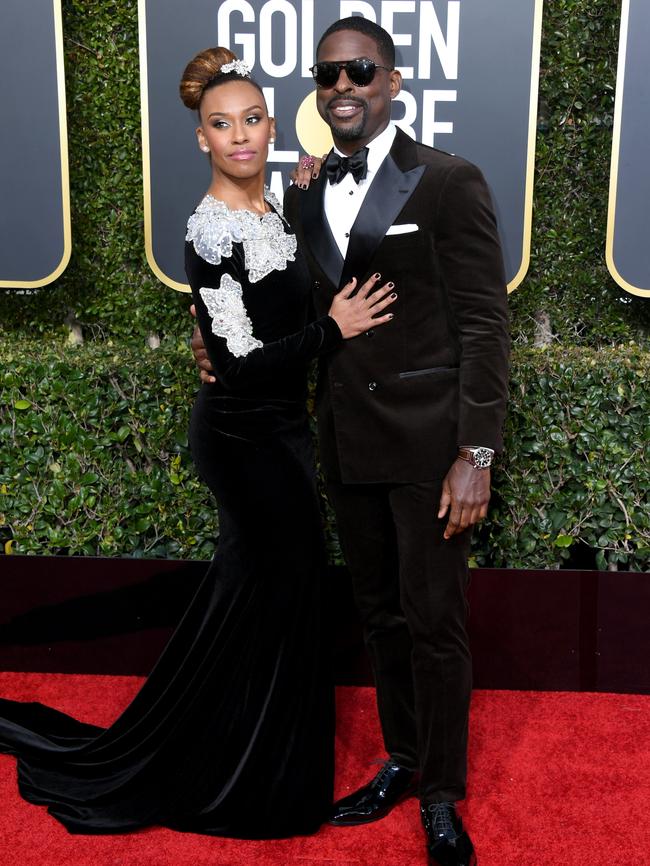 Velvet-clad duo Ryan Michelle Bathe and Sterling K. Brown. Picture: Getty