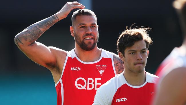 Lance Franklin at Sydney Swans training. Picture: Phil Hillyard