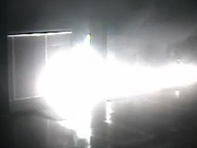 Soon after the man cut the door in the first fire, the fire erupted. Picture: NSW Police Media