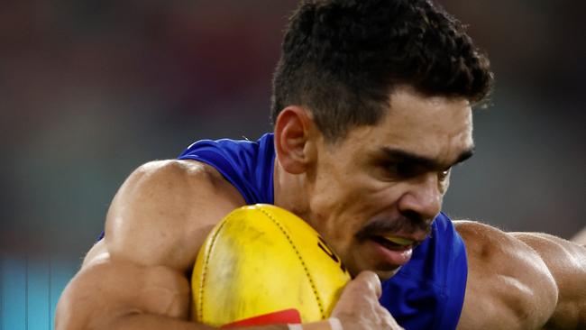 MELBOURNE, AUSTRALIA - APRIL 11: Charlie Cameron of the Lions in action during the 2024 AFL Round 05 match between the Melbourne Demons and the Brisbane Lions at the Melbourne Cricket Ground on April 11, 2024 in Melbourne, Australia. (Photo by Michael Willson/AFL Photos via Getty Images)