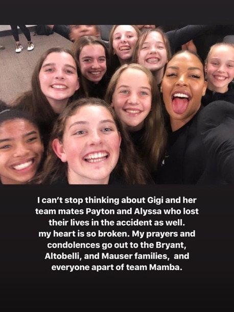 Liz Cambage has paid tribute to Gigi Bryant, left. Picture: Instagram