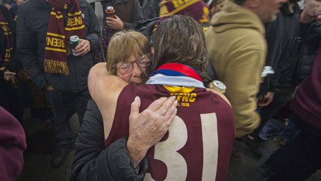 Rogers celebrates with family and friends in the rooms. Picture: Valeriu Campan