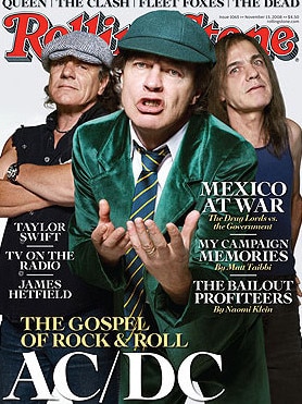 AC/DC on the cover of Rolling Stone.