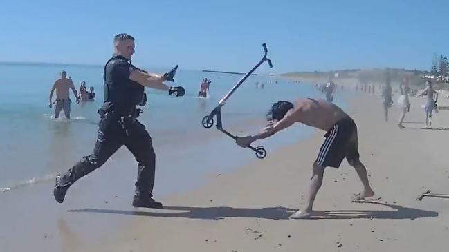 Police body-cam footage was released to the media showing the violent attack in the water. Picture: SAPOL / SA Courts