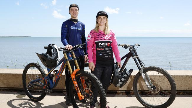 Crankworx Cairns will be held for the first time in Australia at the Smithfield Mountain Bike Park from October 5 to 9. Cairns riders Tracey Hannah and Joel Sutherland will both compete in the downhill races. Picture: Brendan Radke