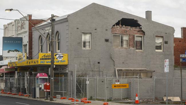 Part of the wall of Seacombe House in Carrum collapsed yesterday morning. Picture: Valeriu Campan