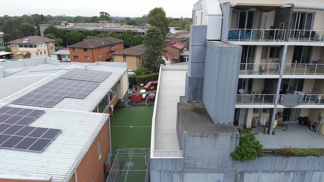 The bulge also led to the evacuation of a neighbouring primary school. Picture: FRNSW