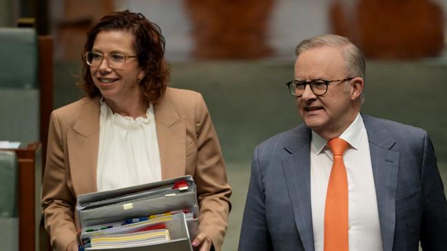 Prime Minister Anthony Albanese with Minister for Social Services Amanda Rishworth. Picture: Getty Images