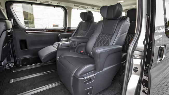 Using the six-seat configuration, the Toyota Granvia VX offers enough space to enable four passengers to recline.