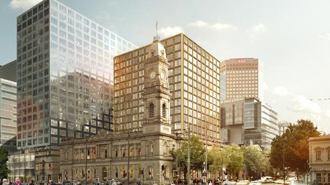 Marriott Group’s seventh Westin Hotel, to be built behind the Adelaide GPO, is among $13 billion worth of projects to begin construction this year. Picture: Hassell Group