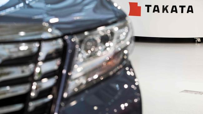 The logo of the Japanese auto parts maker Takata. Picture: AFP