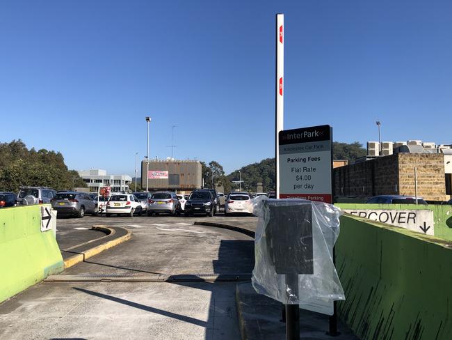 Boom gates have been installed at the Kibbleplex car park with the Lederer Group charging motorists a flat rate of $4 a day. Picture: Richard Noone