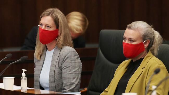 Labor leader Rebecca White and deputy leader Anita Dow. First day of parliament this sitting with a number of members missing due to covid in the house of reps. Picture: Nikki Davis-Jones