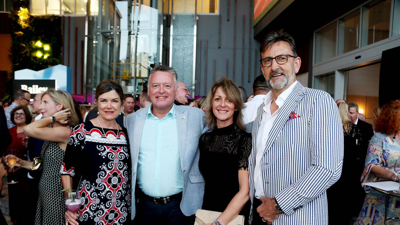 Crystalbrook's Bailey Hotel hosting its opening party in Cairns. Wendy Morris, Michael Healy, Jann Dixon and James Dixon. PICTURE: STEWART MCLEAN