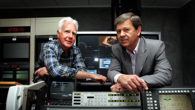 Then head of News and Current Affairs at Channel Nine John Westacott (left) with TV host and journalist Ray Martin (right) in 2007.