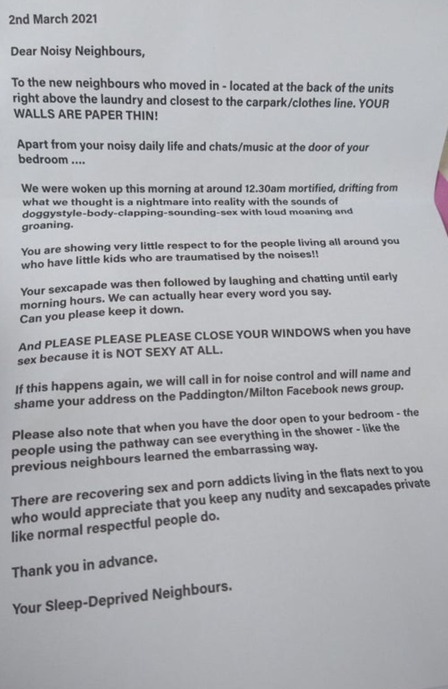 Shower Sex Doggystyle - Brisbane resident's hilarious letter complaining about neighbour's loud sex  | The Courier Mail