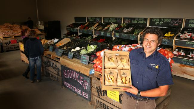 Top shop: Richard Hawkes in his on-farm shop.