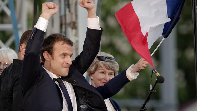 French presidential candidate Emmanuel Macron is widely expected to win in Sunday’s run-off vote against nationalist Marine Le Pen. Picture: Christophe Ena/AP