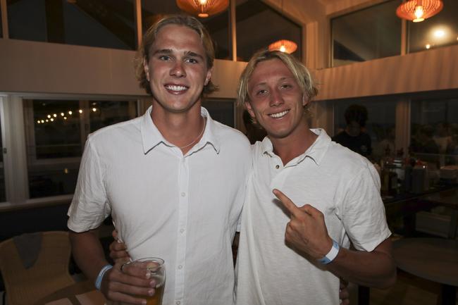 <p>Nick Stoddart and Auden Parish. The Pulse for Shaw and Partners Shannon Eckstein Ironman Classic awards evening at Northcliffe Surf Lifesaving Club Saturday the 11th of February. Picture: Marcelo Lang</p>