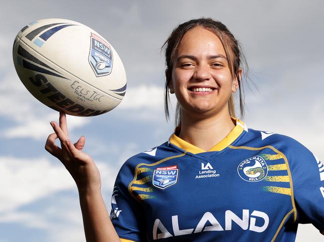 DAILY TELEGRAPH - 10 FEBRUARY, 2022. Parramatta Eels halfback Rosemarie Beckett will make her debut in the Tarsha Gale Cup this weekend after overcoming a tough bout of Covid 19. Picture: Toby Zerna