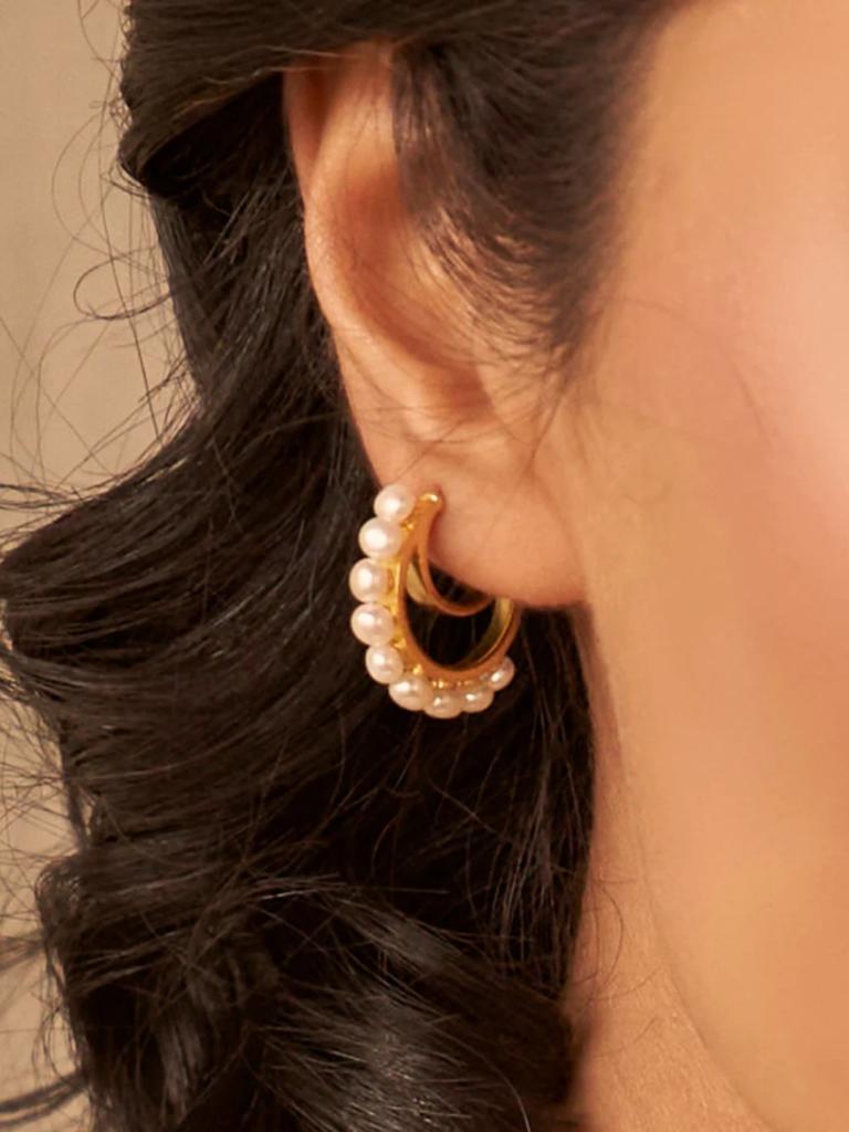 Lola Knight Quinn Pearl Hoop Earrings. Picture: Narvi.