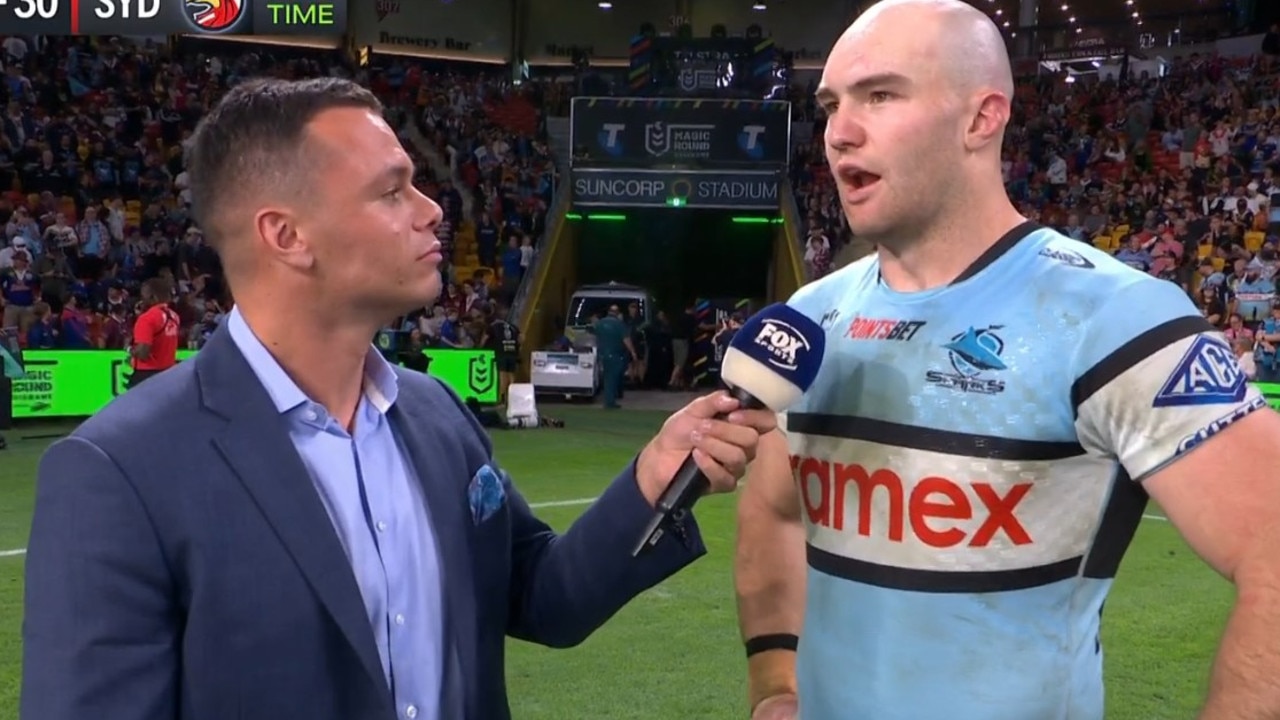 Tom Hazelton has become a cult hero at Cronulla. Photo: Fox Sports