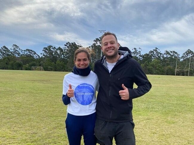 Trent Gregson with Melbourne victory player Rosie Sutton.