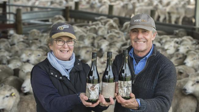 Creative combo: Tom and Sarah Guthrie from Grampians Estate have launched their latest Sheep Series wine. Picture: Zoe Phillips<ld/>