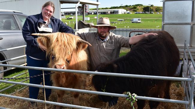 Ann Inglis and Adam Edge taking care of the animals at the Warrnambool Show.