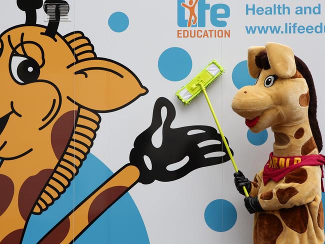 Healthy Harold helps out around the Life Education Centre. Picture: Carmela Roche.