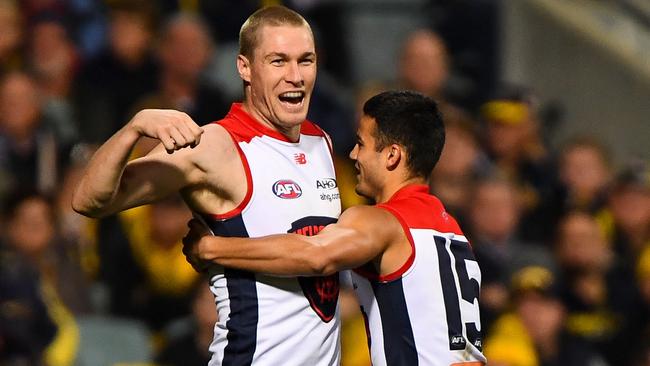 Melbourne’s Tom McDonald was the hero for the Dees in their thrilling win over West Coast. Picture: AFL Media