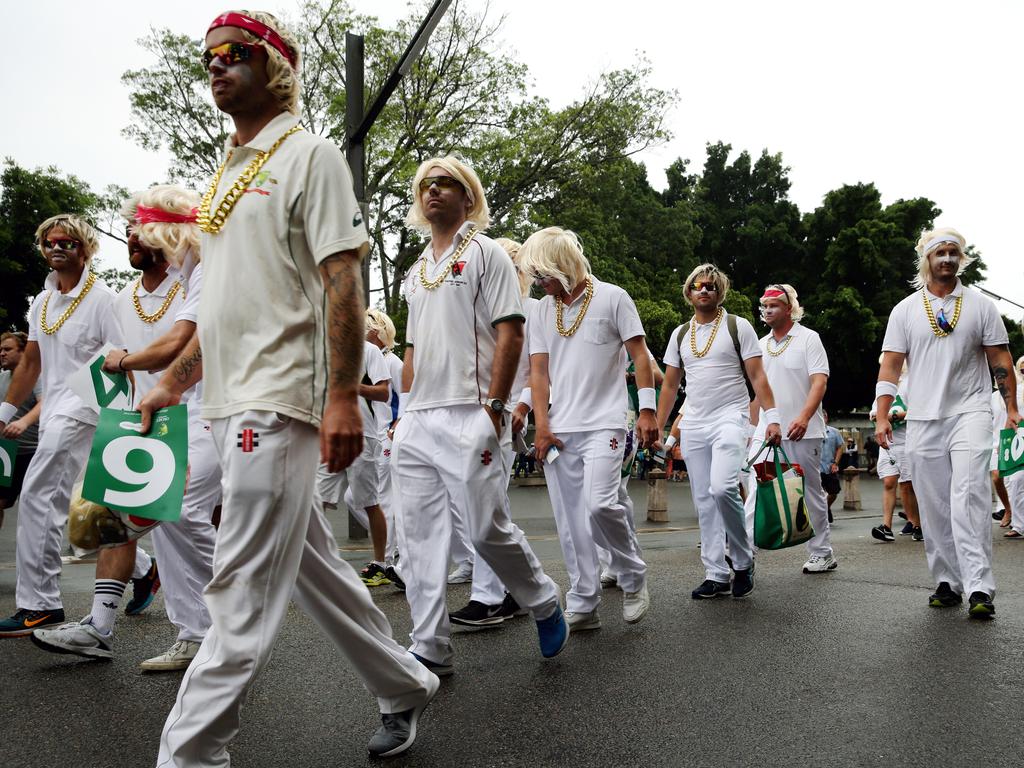 "The Warnies" have become a feature of Australia’s cricket crowds. Picture: Jonathan Ng