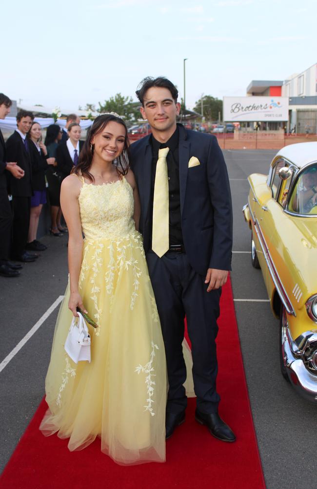 Logan Orpin Mansfield and Georgia Hawkes at the 2023 Bundaberg North State High School Prom.