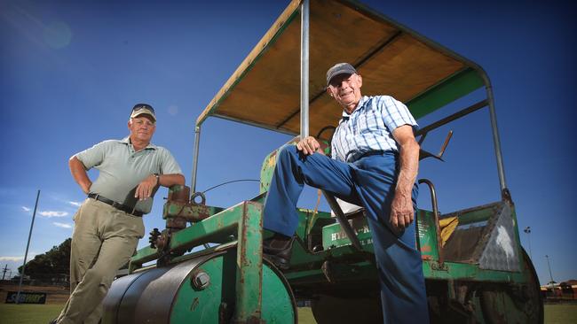 Fred Thomas assisted Alan Pung with the turf wicket at Grovedale.