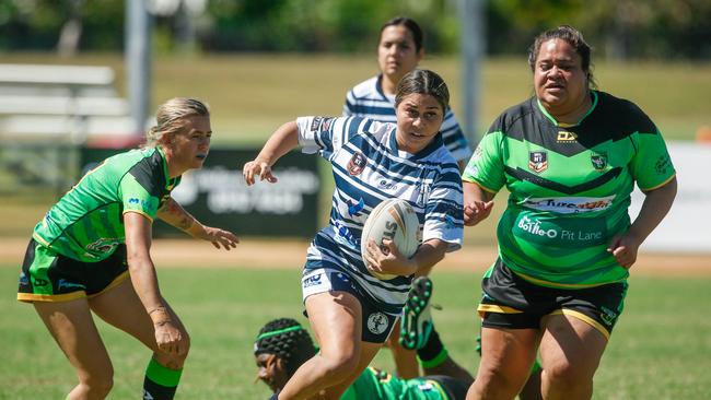 Talia Corrie on the charge against Palmerston in Round 6. Picture: GLENN CAMPBELL