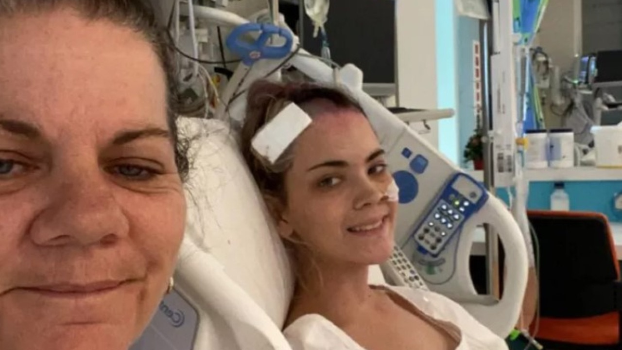 Marnee Millan in Queensland Children's Hospital with mum Denise.