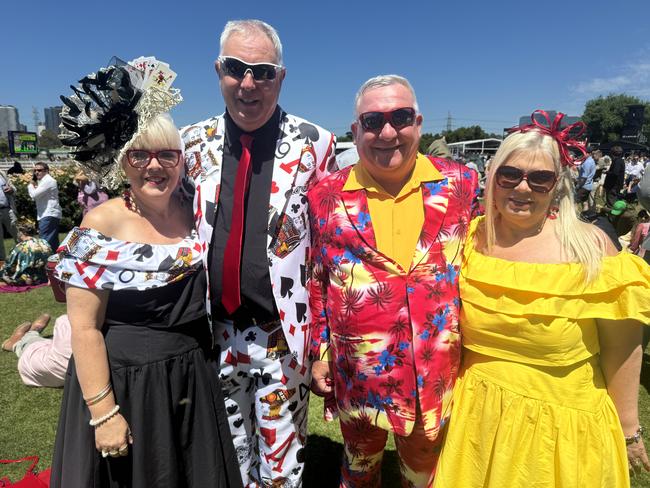 Rachael and Peter Buttfield with Robert and Helen Whittington at the Melbourne Cup at Flemington Racecourse on November 5, 2024. Picture: Phillippa Butt