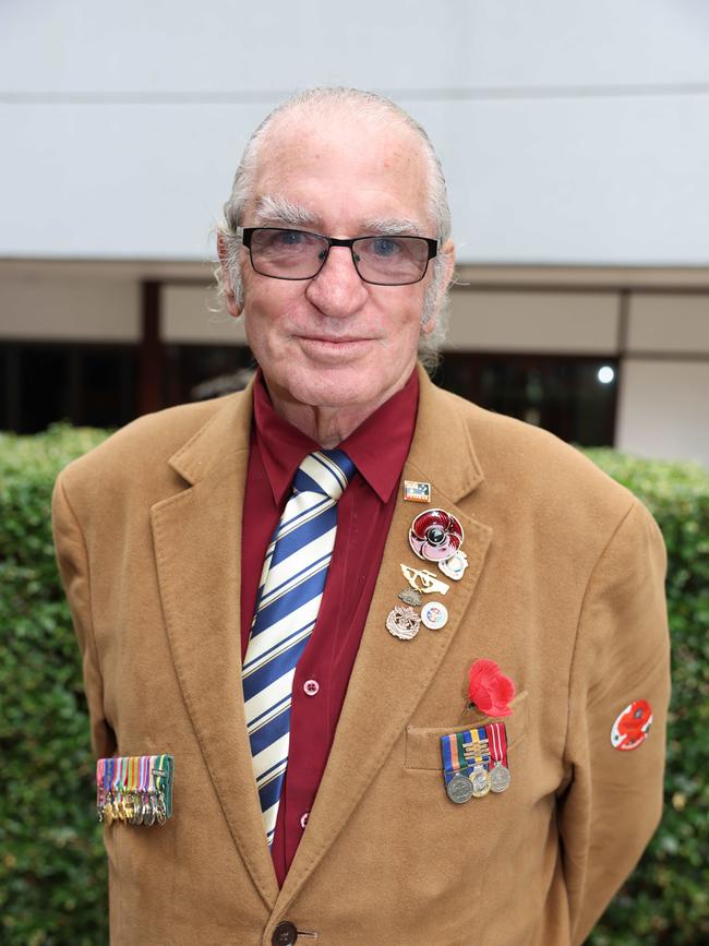 Alex Gabril at the Surfers Paradise RSL Anzac Day noon service 2025 at Cavill Park for Gold Coast at Large. Picture, Portia Large.