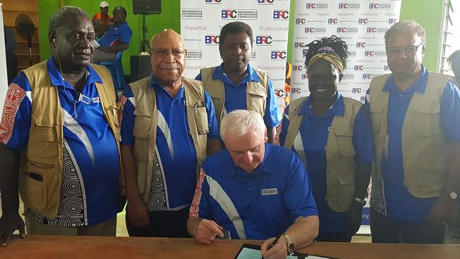 Referendum commission chairman Bertie Ahern in Bougainville. Picture: AFP