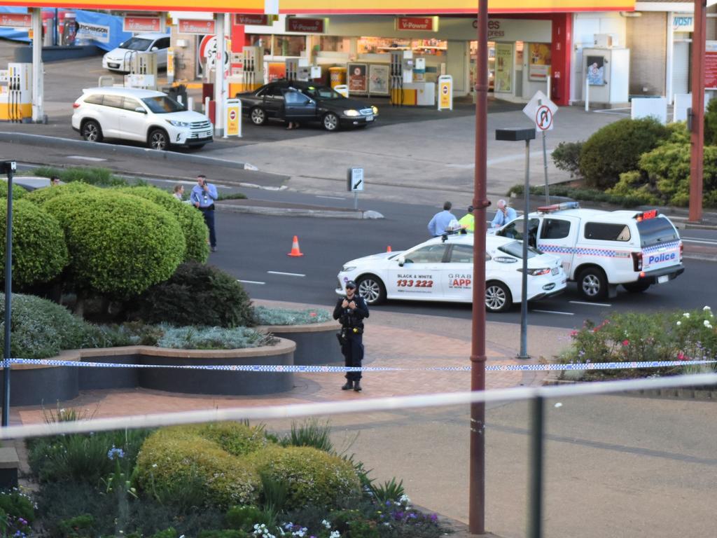 The crime scene after Toowoomba man Robert Brown was pushed and killed while waiting for a taxi at Grand Central Shopping Center in February 2023. Picture: Peta McEachern