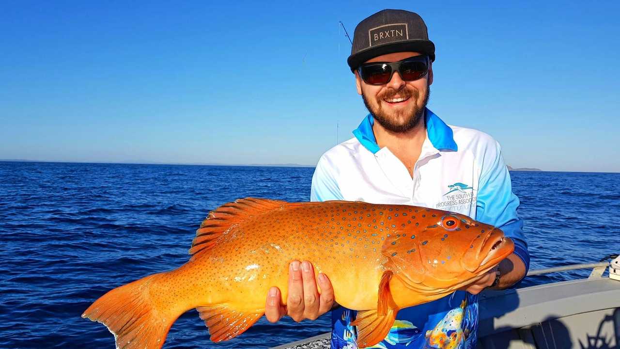 TOP TROUT: Stu Norris with a solid coral trout caught while out with Trent Hall. Picture: Contributed