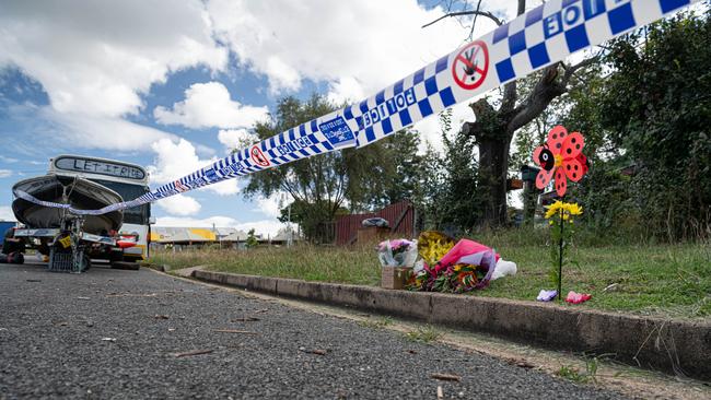 Floral tributes outside of Phoebe Bishop’s share house in Gin Gin. Picture: NewsWire / Paul Beutel