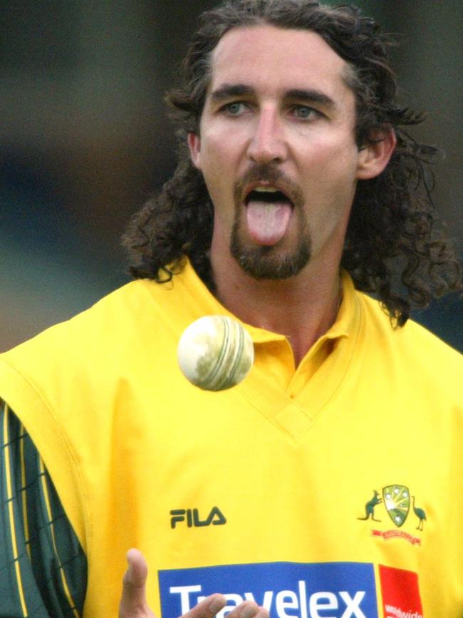 jason Gillespie after taking catch in Harare in 2004.