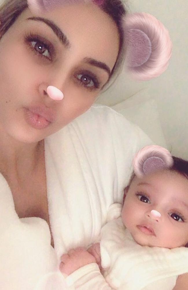 Kardashian poses with baby Chicago.