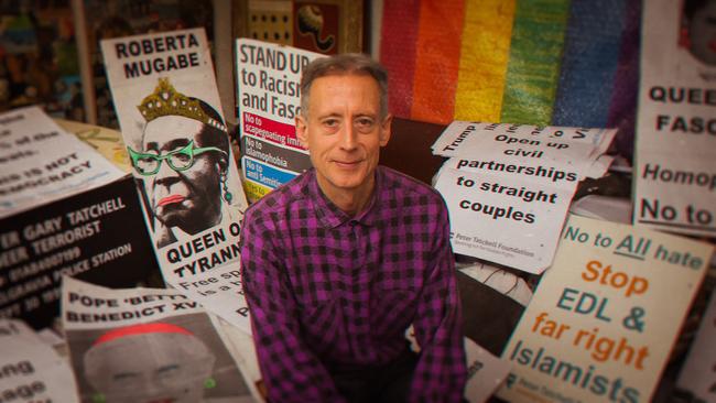 Tatchell with some of his protest material. Picture: Supplied