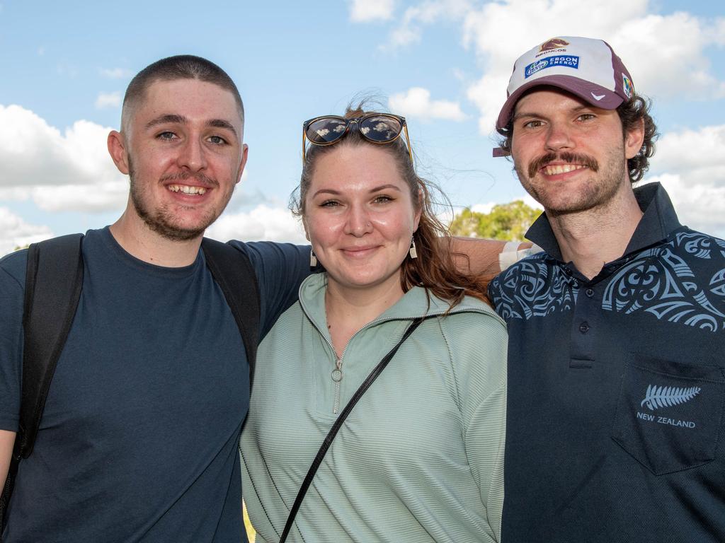 Anthony Szostar (left), Sophie Akers, Lachlan Forrester.Meatstock - Music, Barbecue and Camping Festival at Toowoomba Showgrounds.Saturday March 9th, 2024 Picture: Bev Lacey